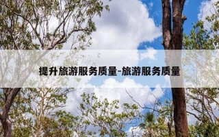 提升旅游服务质量-旅游服务质量