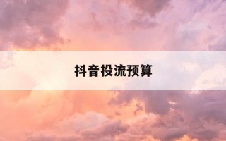 抖音投流预算-抖音投流预算多少钱