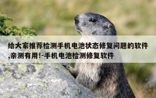 给大家推荐检测手机电池状态修复问题的软件,亲测有用!-手机电池检测修复软件