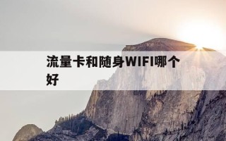 流量卡和随身WIFI哪个好-手机流量卡和随身wifi哪个好