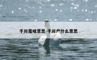 千川是啥意思-千川户什么意思