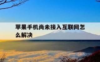 苹果手机尚未接入互联网怎么解决-苹果手机 尚未接入互联网