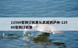 12580官网订机票从武威到泸州-12580官网订机票