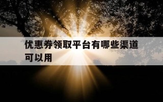 优惠券领取平台有哪些渠道可以用-优惠券从哪里领