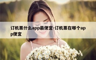 订机票什么app最便宜-订机票在哪个app便宜