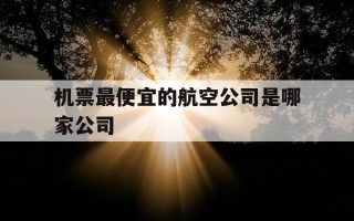 机票最便宜的航空公司是哪家公司-机票哪个航空最便宜