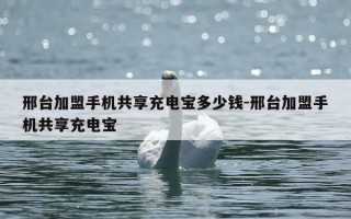 邢台加盟手机共享充电宝多少钱-邢台加盟手机共享充电宝