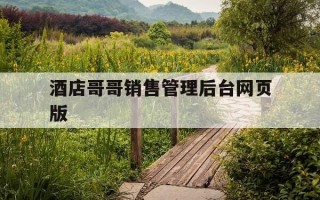 酒店哥哥销售管理后台网页版-酒店哥哥网是一家怎样的公司