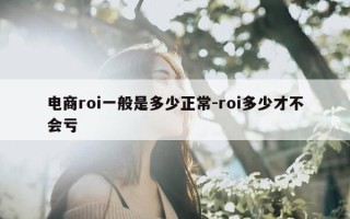 电商roi一般是多少正常-roi多少才不会亏