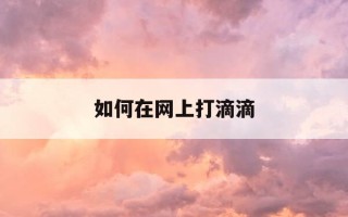 如何在网上打滴滴-怎么在网上打网约车