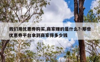 我们用优惠券购买,商家赚的是什么?-那些优惠券平台拿到商家得多少钱