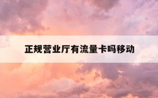 正规营业厅有流量卡吗移动-正规营业厅有流量卡吗移动