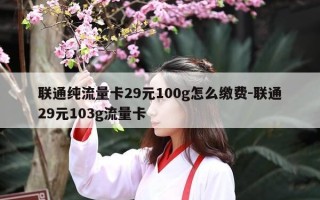 联通纯流量卡29元100g怎么缴费-联通29元103g流量卡