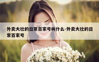 外卖大壮的日常百家号叫什么-外卖大壮的日常百家号