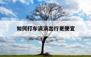 如何打车滴滴出行更便宜-手机上怎么叫滴滴打车