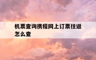 机票查询携程网上订票往返怎么查-机票查询携程网上订票往返怎么查询