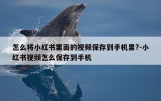 怎么将小红书里面的视频保存到手机里?-小红书视频怎么保存到手机