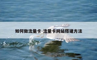 如何做流量卡-流量卡网站搭建方法