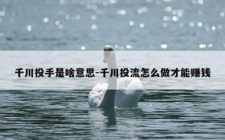 千川投手是啥意思-千川投流怎么做才能赚钱