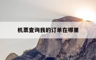 机票查询我的订单在哪里-查自己机票订单