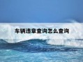 车辆违章查询怎么查询-车辆违章查询怎么查询的