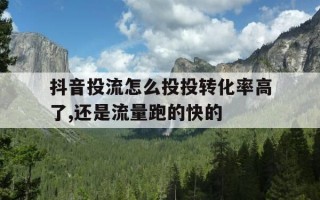 抖音投流怎么投投转化率高了,还是流量跑的快的-抖音流量投放