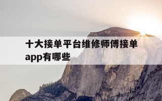 十大接单平台维修师傅接单app有哪些-十大接单平台维修师傅接单app有哪些