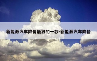 新能源汽车降价最狠的一款-新能源汽车降价