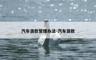 汽车贷款管理办法-汽车贷款