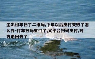 坐出租车扫了二维码,下车以后支付失败了怎么办-打车扫码支付了,又平台扫码支付,对方退回去了