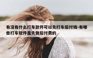 有没有什么打车软件可以先打车后付钱-有哪些打车软件是先做后付费的