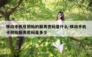 移动手机号初始的服务密码是什么-移动手机卡初始服务密码是多少