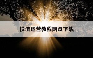 投流运营教程网盘下载-流量投放运营是什么工作