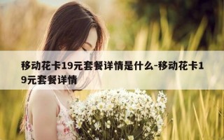 移动花卡19元套餐详情是什么-移动花卡19元套餐详情