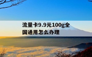 流量卡9.9元100g全国通用怎么办理-流量卡 9元