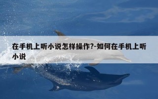 在手机上听小说怎样操作?-如何在手机上听小说