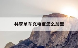 共享单车充电宝怎么加盟-共享充电宝加盟合作