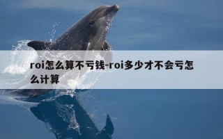 roi怎么算不亏钱-roi多少才不会亏怎么计算