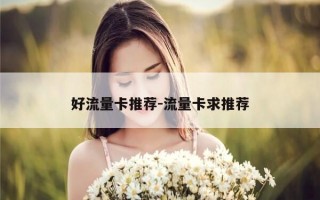 好流量卡推荐-流量卡求推荐