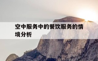 空中服务中的餐饮服务的情境分析-空中服务的内容