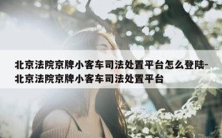 北京法院京牌小客车司法处置平台怎么登陆-北京法院京牌小客车司法处置平台