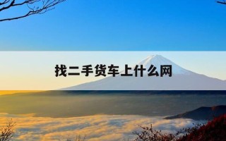 找二手货车上什么网-找二手货车上哪个网