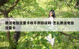 激活电信流量卡收不到验证码-怎么激活电信流量卡