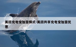 美团充电宝加盟模式-美团共享充电宝加盟优惠