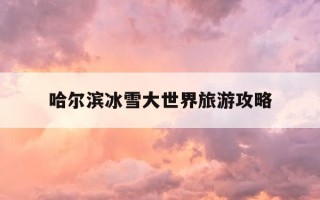 哈尔滨冰雪大世界旅游攻略-哈尔滨冰雪大世界具体位置