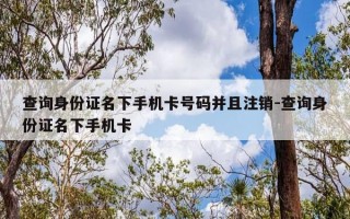 查询身份证名下手机卡号码并且注销-查询身份证名下手机卡