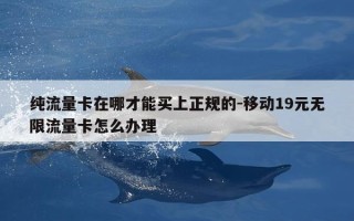 纯流量卡在哪才能买上正规的-移动19元无限流量卡怎么办理