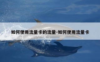 如何使用流量卡的流量-如何使用流量卡