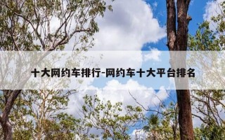 十大网约车排行-网约车十大平台排名