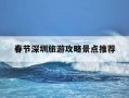 春节深圳旅游攻略景点推荐-春节深圳游玩